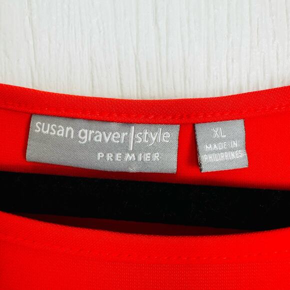 Susan Graver Premier Liquid Knit Tunic Top Coral Navy Color Block Size XL  QVC - Picture 9 of 12